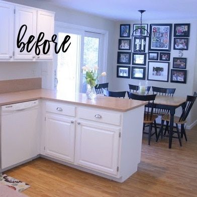 the kitchen is clean and ready to be used as a dining room or family room