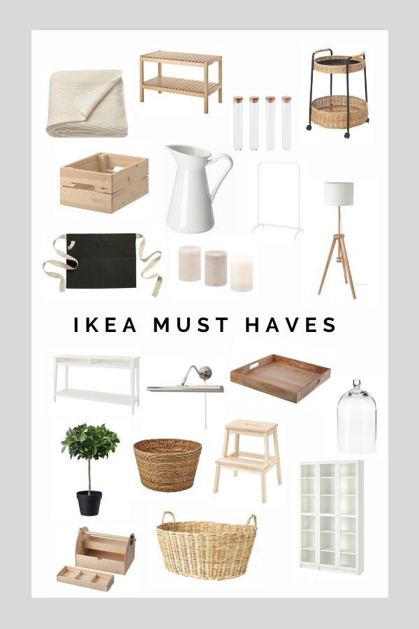 the ikea must haves are arranged in different styles and colors, including white