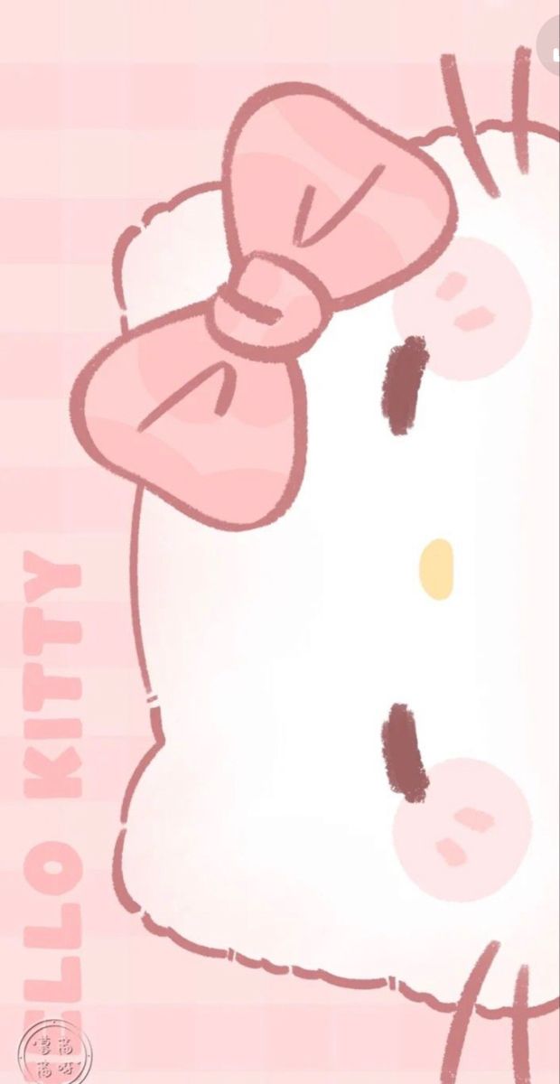 the hello kitty wallpaper is pink and has a bow on it's head