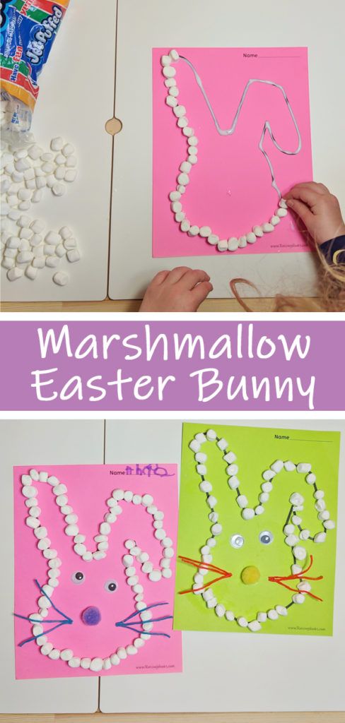 this is an easy easter bunny craft for kids to make with marshmallows