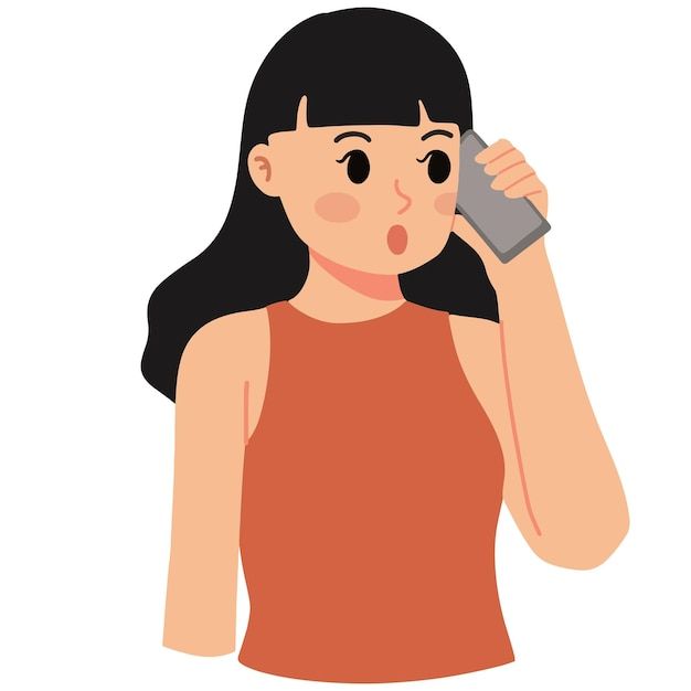 a woman talking on a cell phone while holding her hand to her ear and making a face