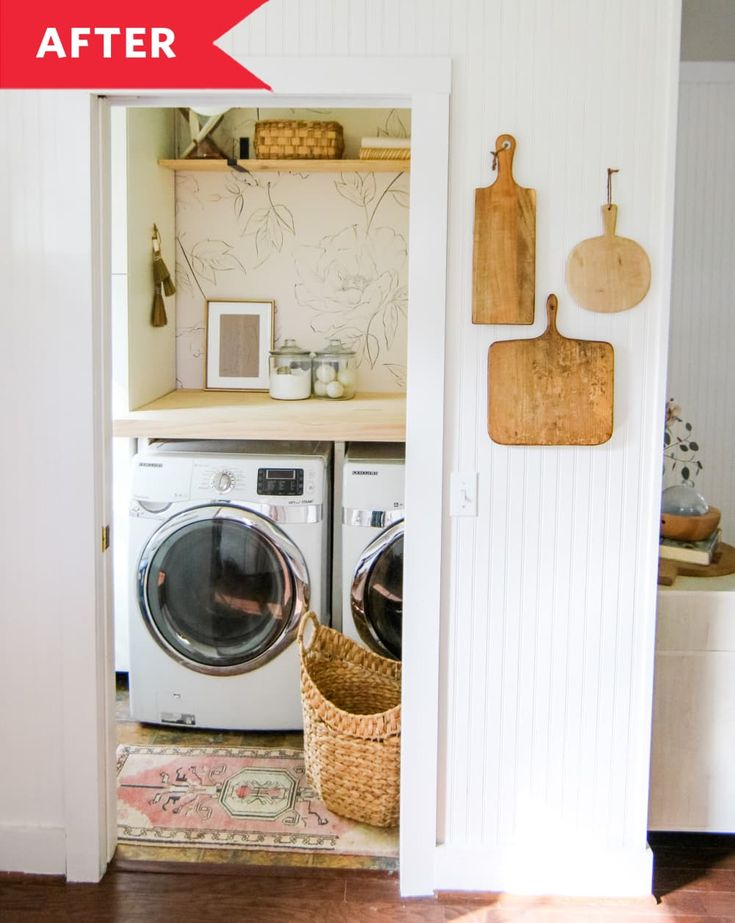 a washer and dryer in a small room