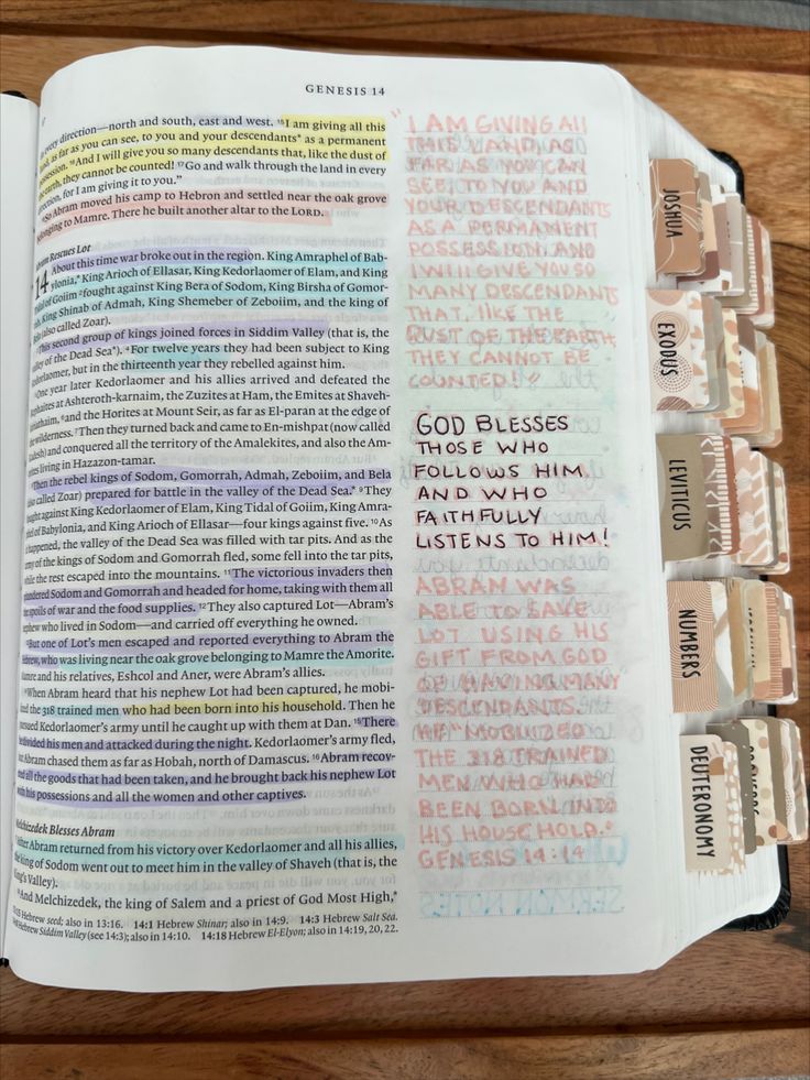 an open bible with the words god blocks written on it and four small magnets attached to each page