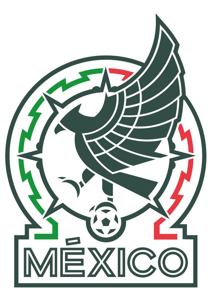 the mexican soccer team logo is shown in green and red, with arrows pointing to different teams