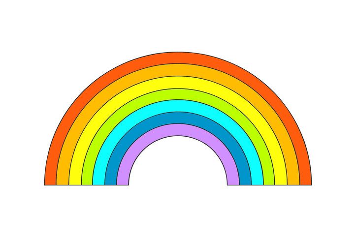 a rainbow that is colored in different colors