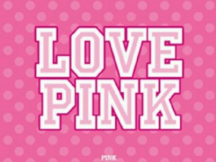 the word love pink in white letters on a pink background