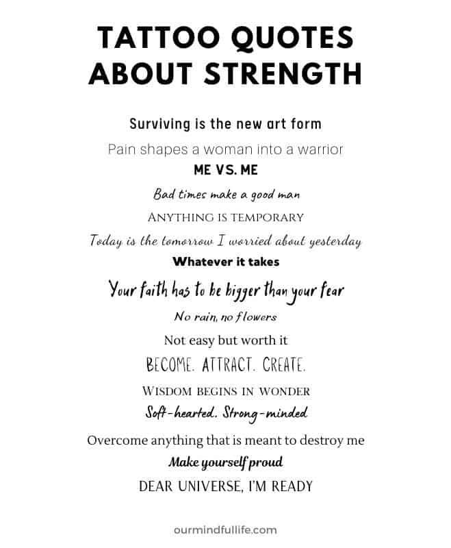 an image of some type of text with the words tattoo quotes about strength on it