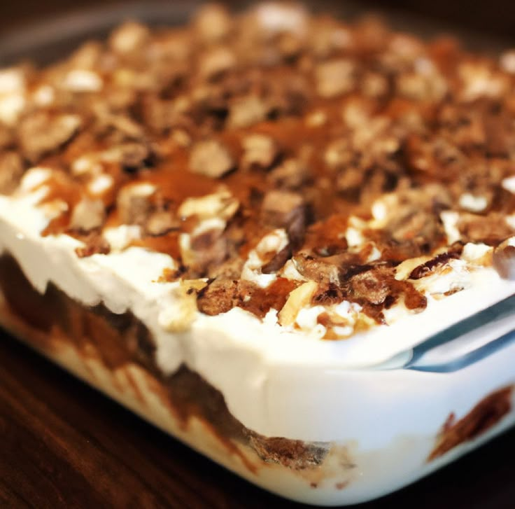 a close up of a dessert on a table