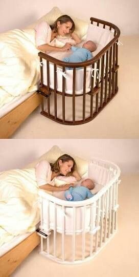 two pictures of a baby in a crib