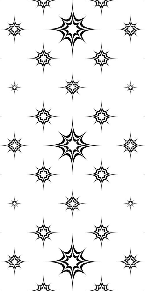 an abstract black and white pattern with stars on the bottom, as well as in the middle