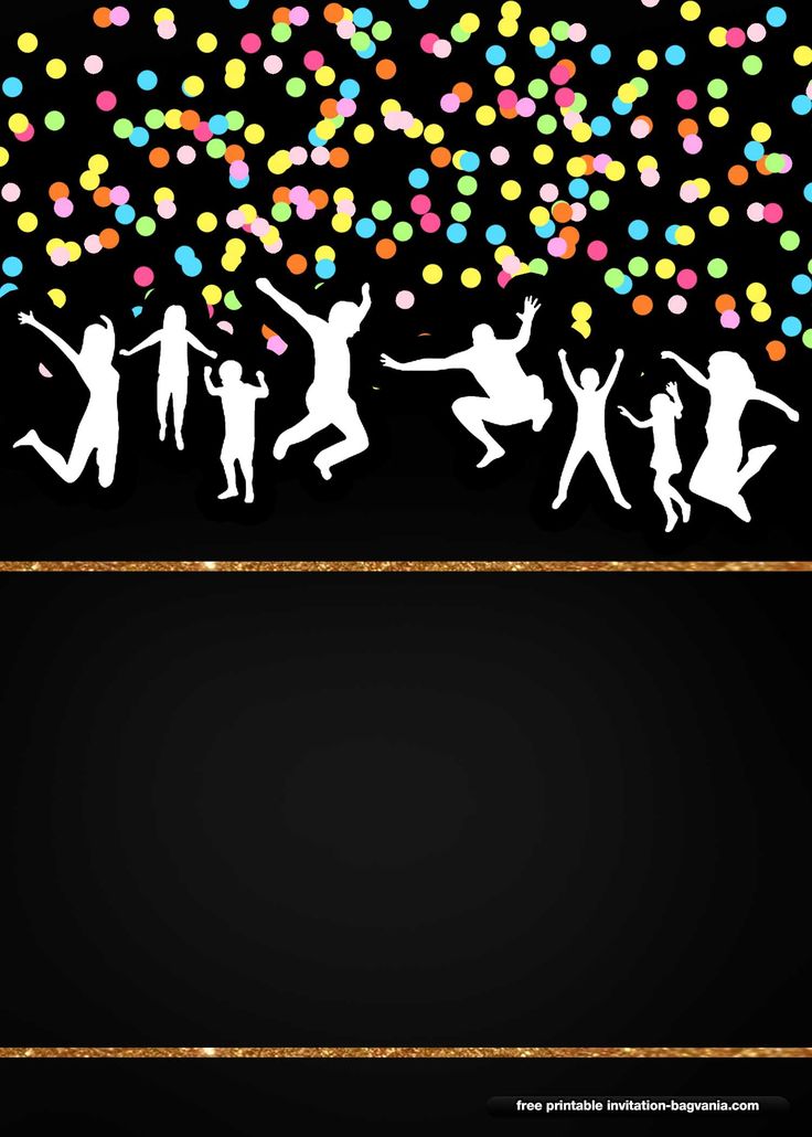 silhouettes of people dancing with confetti in the background