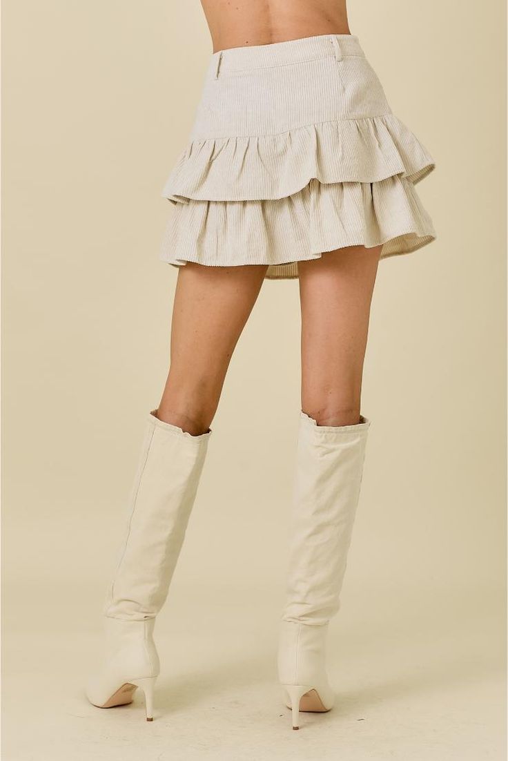 Introducing our Gemma Corduroy Ruffled Mini Skirt in ivory! Featuring belt loops, a button closure, and a ruffled hem, this skirt is perfect for those who love a touch of whimsy in their wardrobe. Paired with shorts, it's the ultimate combination of comfort and style. (Shorts included, exclamation optional.) Belt Loops Button Ruffled Hem Ruffled Mini Skirt, Tiered Mini Skirt, Ruffled Skirt, Style Shorts, Fall Clothes, Curvy Jeans, Curvy Dress, Good Habits, Hats For Sale