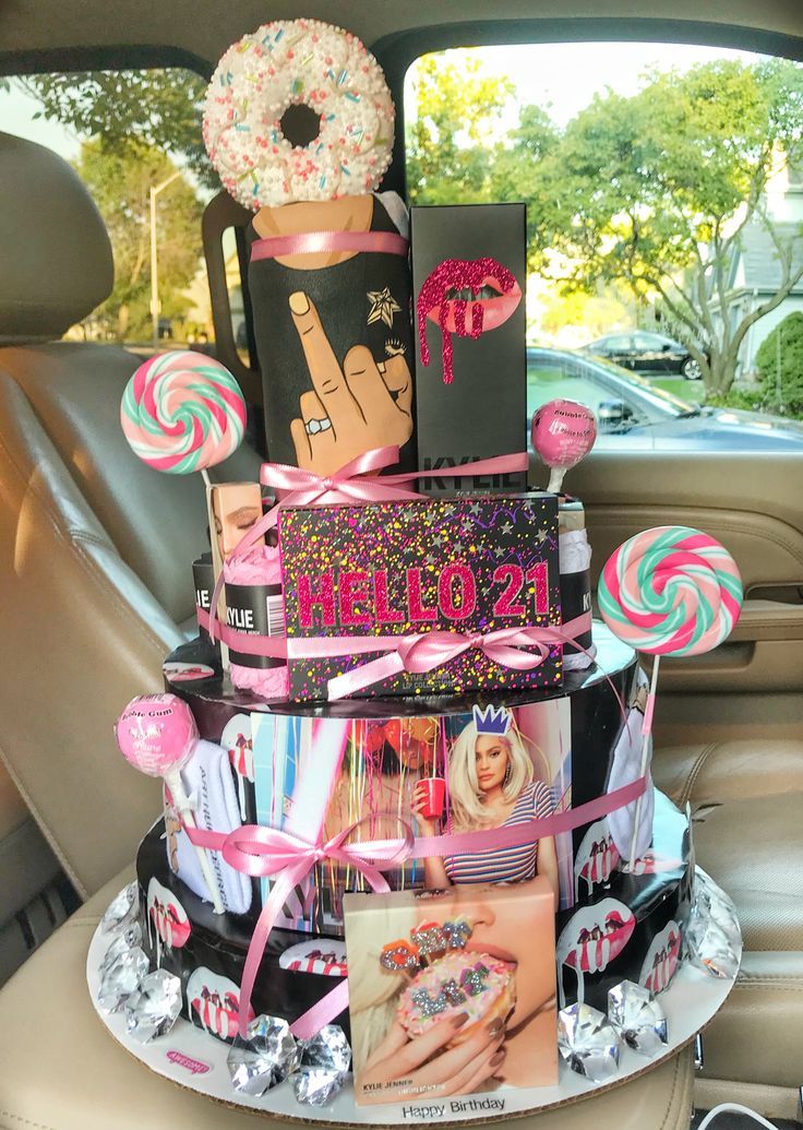 a birthday cake made to look like it is in the back seat of a car