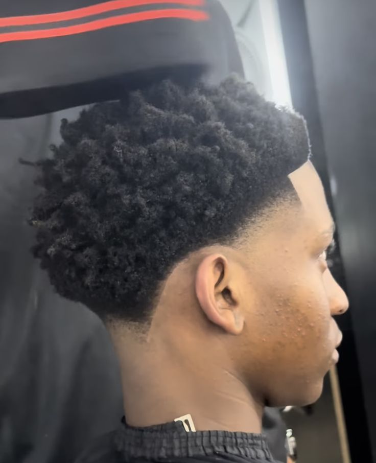 Mini Fro Hairstyles, Afro Taper Fade, Lightskin Haircuts, Taper Fade Afro, Afro Hair Fade, Afro Fade Haircut, Mid Taper, Fresh Haircuts, Mini Afro