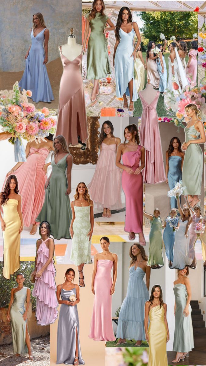 a collage of different dresses and gowns for bridesmaid or special occasion