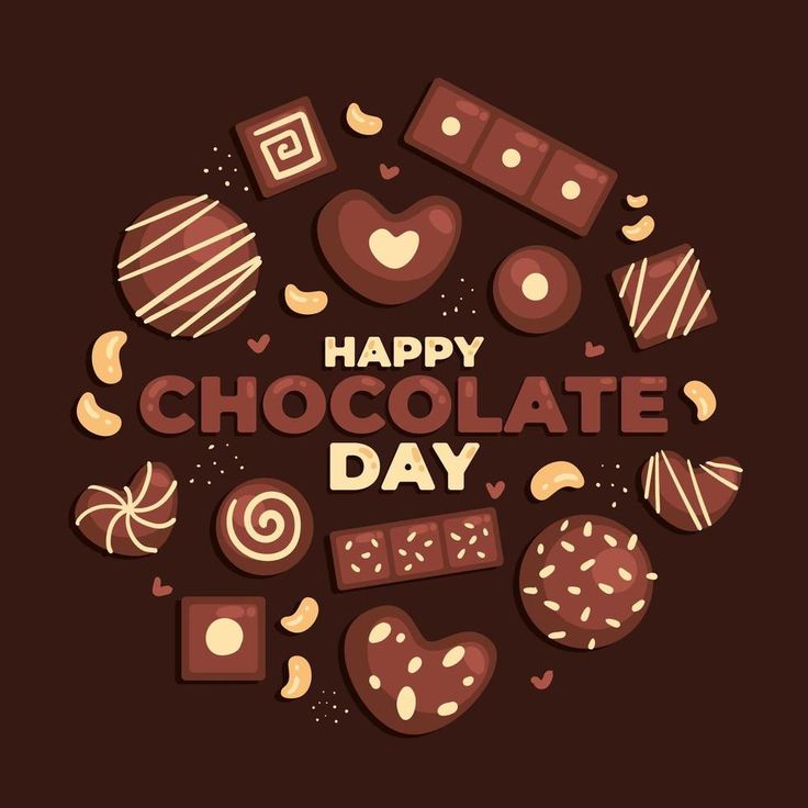 happy chocolate day card with different types of cookies and candies in the shape of a circle