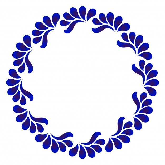 a blue circle with leaves on it