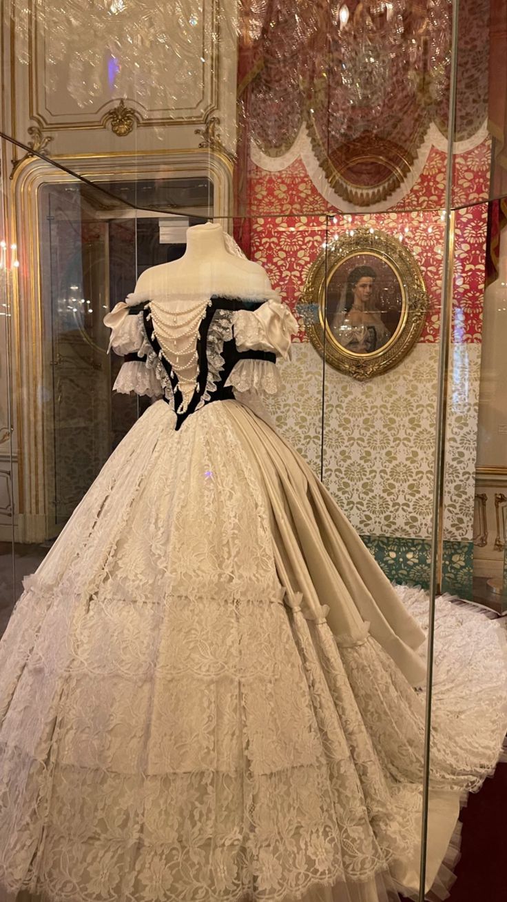 Versailles Aesthetic Outfit, Vienna Ball Gown, Ball Gown Shoes, French Ball Gown, Victorian Ball Gowns, Opera Dress, Dress References, Vintage Ball Gown, Debutante Dresses