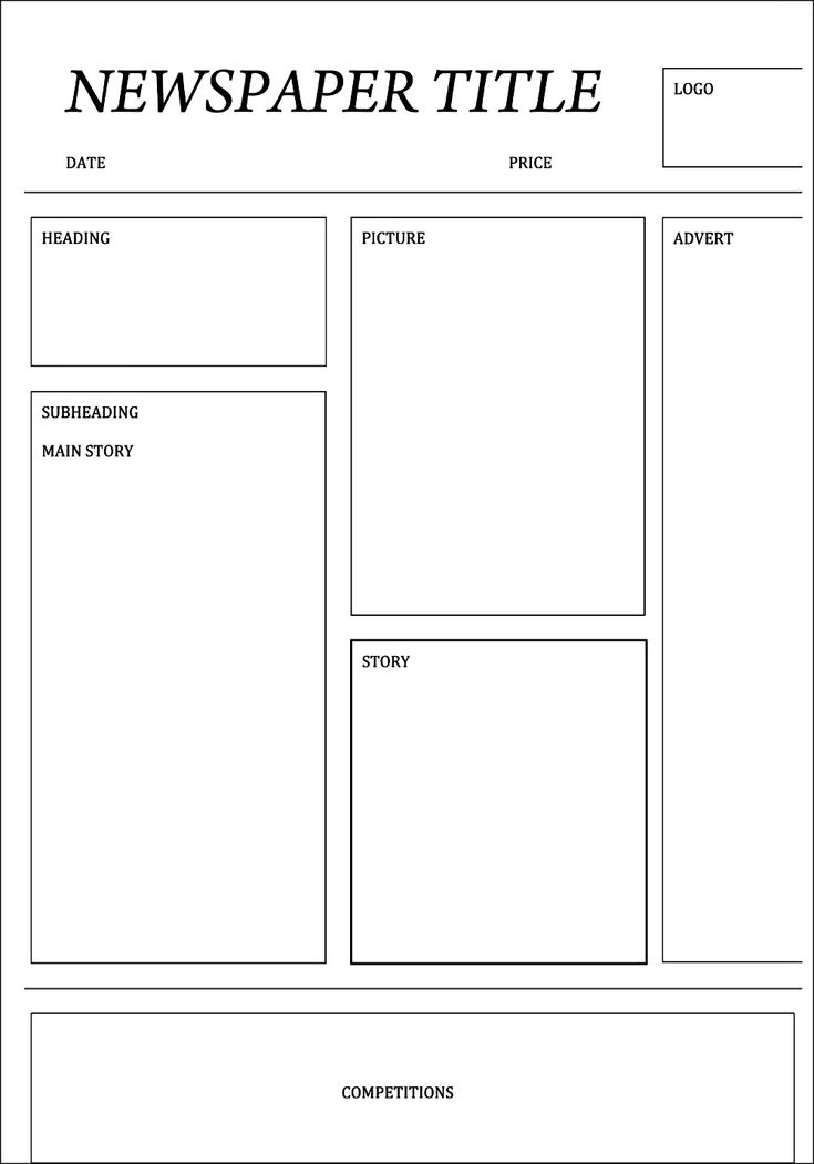 a newspaper template for students to use