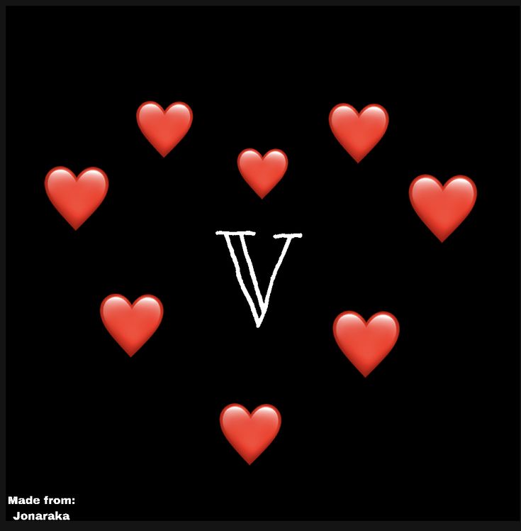 hearts arranged in the shape of x on a black background with an x symbol above them