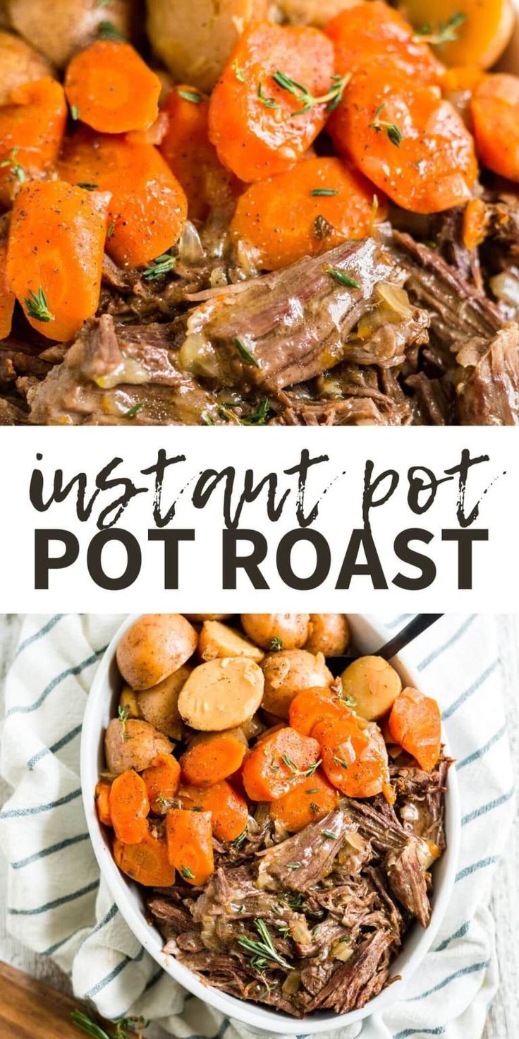 this is an image of instant pot roast with carrots and potatoes