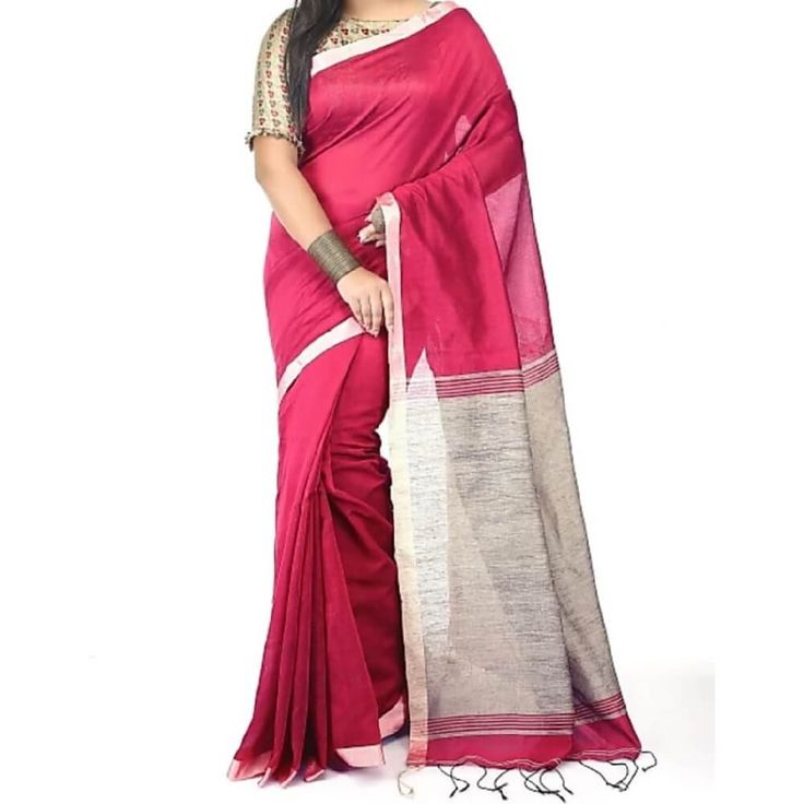 Looking for a saree that exudes elegance and sophistication? Look no further than the Slik Cotton Handloom Saree in pink. This beautiful saree is hand woven from Khadi fabric, and features a stunning Gold aanchal. The perfect choice for any formal or semi-formal occasion, the Silk Cotton Handloom Saree is sure to make you look and feel your best. * AllSizes implies that the blouse is unstitched and can be stitched into any Size #chirosbyjigyasa #indianclothingusa Pink Raw Silk Saree With Weaving Work, Pink Handloom Slub Silk Pre-draped Saree, Pink Saree With Traditional Weaving Work, Pink Semi-stitched Handloom Pre-draped Saree, Pink Unstitched Traditional Wear With Weaving Work, Pink Handloom Pre-draped Saree For Eid, Pink Semi-stitched Slub Silk Pre-draped Saree, Pink Art Silk Saree With Weaving Work, Bollywood Style Pink Saree With Weaving Work