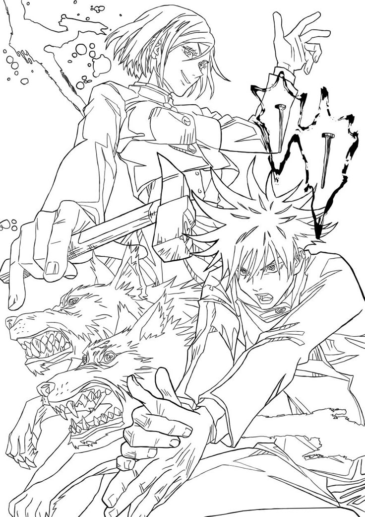 an image of anime characters coloring pages