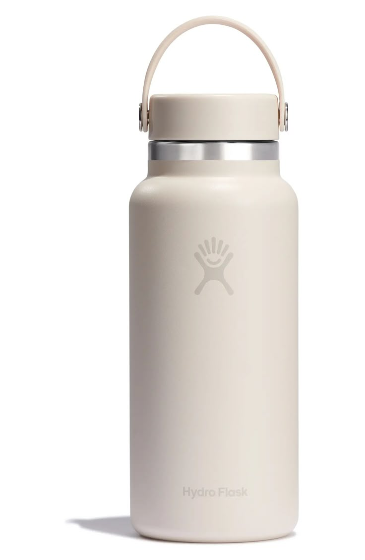 a white hydro flask bottle with a handle