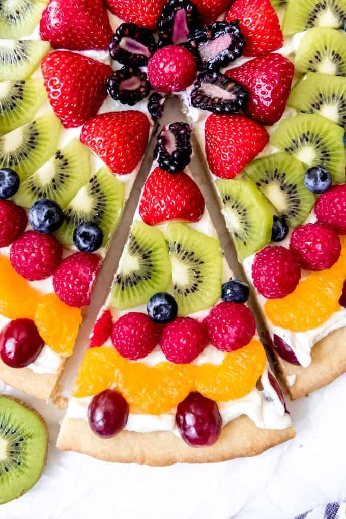 the best ever fruit pizza with fresh fruits on top