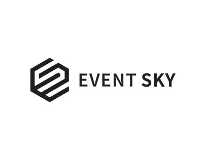 the event sky logo is shown in black and white, with hexagonal shapes