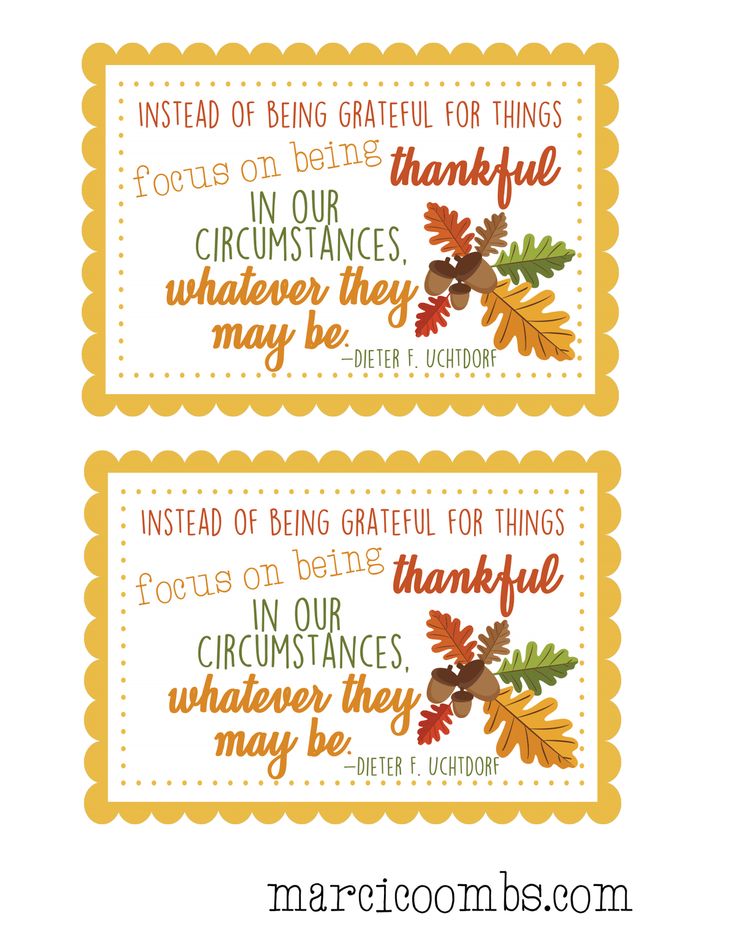 two thanksgiving cards with the words, instead of being grateful for things