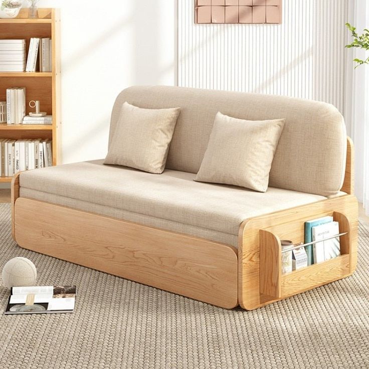 Foldable Modern Sofa Set for Living Room - Casatrail.com Sofa Bed For Small Spaces, Sofa Bed Living Room, Wooden Living Room, Storage Furniture Living Room, Modern Sofa Set, Sofas For Small Spaces, Living Room Sofa Set, Wooden Sofa Set, Balcony Furniture