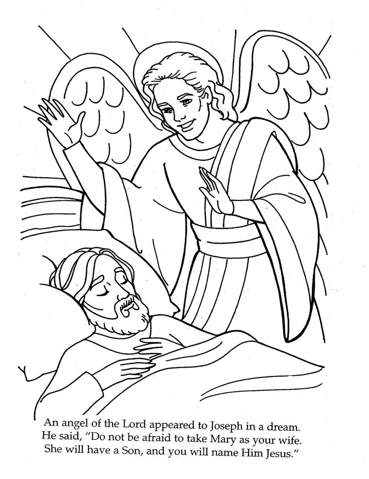 an angel appears to joseph coloring page