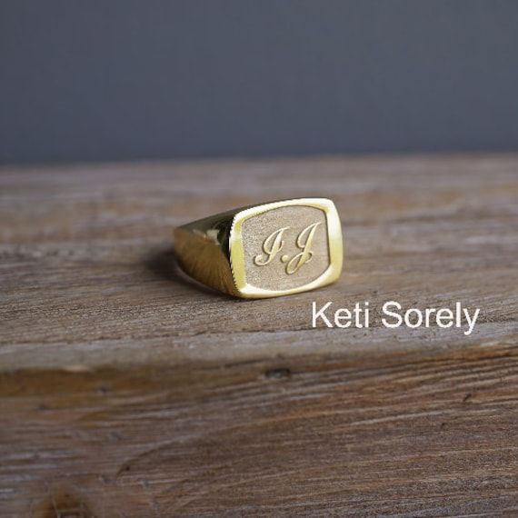 Personalized modern  Signet ring for man. Ring will be miraculously detailed by our talented jewelers. Amazing custom made jewelry for birthdays, Father's day, Christmas, graduation and etc. Metal options:  *Sterling Silver  *Sterling Silver with yellow gold overlay * 10K solid gold (yellow or white) * 14K solid gold (yellow or white) * 18K solid gold (yellow or white) Ring face size: 18mm x 14mm 2-3 initials per ring. Production time: 2-3 weeks. Heirloom Style Gold Initial Ring In Sterling Silver, Heirloom Gold Initial Ring In Sterling Silver, Heirloom Gold-colored Sterling Silver Initial Ring, Classic 14k Gold Customizable Rings, Gold Sterling Silver Engraved Initial Ring, Personalized 14k Gold Heirloom Initial Ring, Customizable Classic 14k Gold Rings, Custom Yellow Gold Jewelry, Customizable Yellow Gold Custom Jewelry