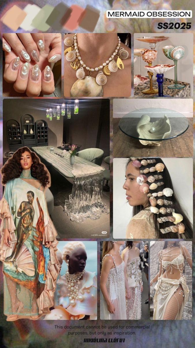 MERMAID OBSESSION | Spring Summer 2025 - Fashion & Trend Colors by Angélina Cléret - This document cannot be used for commercial purposes, but only as inspiration. #trendforecasting #angelinacleret #2025 #springsummer #SS25 #fashioninspiration #color2025 2025 Color Trends, 2025 Trends, Color Trends Fashion, Trend Forecasting, Fashion Trend, Color Trends, Trending Accessories, Mermaid, Spring Summer