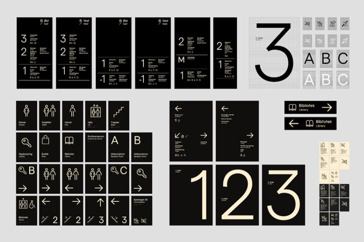 an assortment of black and white typefaces with numbers