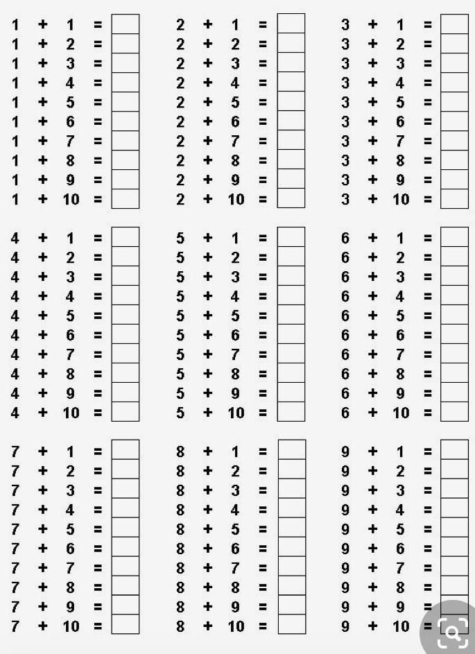 printable worksheet to help students practice addition skills