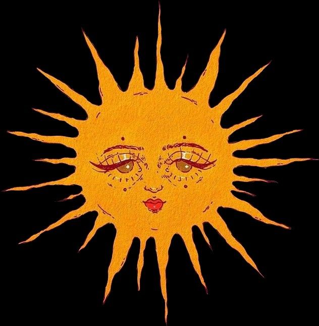 a drawing of the face of a sun