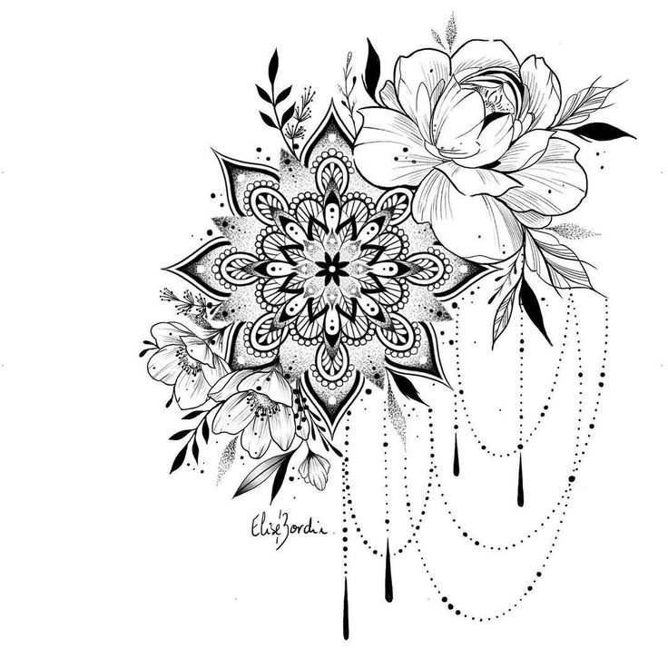 a black and white drawing of flowers with the word love written on it's side