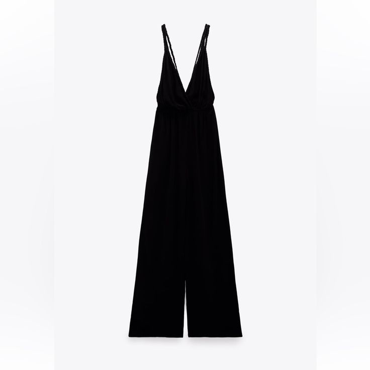 Never Been Worn Elegant Black One-piece Jumpsuit, Elegant Black Strapless Jumpsuit For Spring, Zara Jumpsuits And Rompers For Spring Night Out, Black One-piece Jumpsuits For Evening, Black Evening Jumpsuits And Rompers, Chic Zara Jumpsuits And Rompers, Black Strapless Jumpsuit For Date Night, Black Strapless V-neck Jumpsuit For Summer, Chic Black Strapless Jumpsuit For Beach