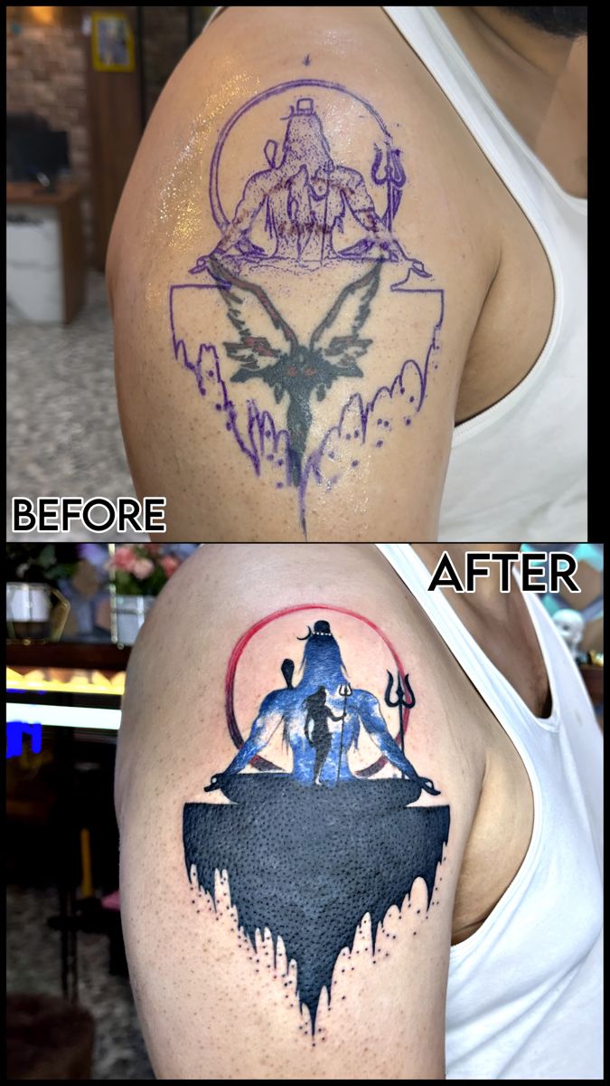 the before and after pictures of a tattoo