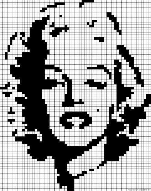 a black and white image of a woman's face on a gridded background