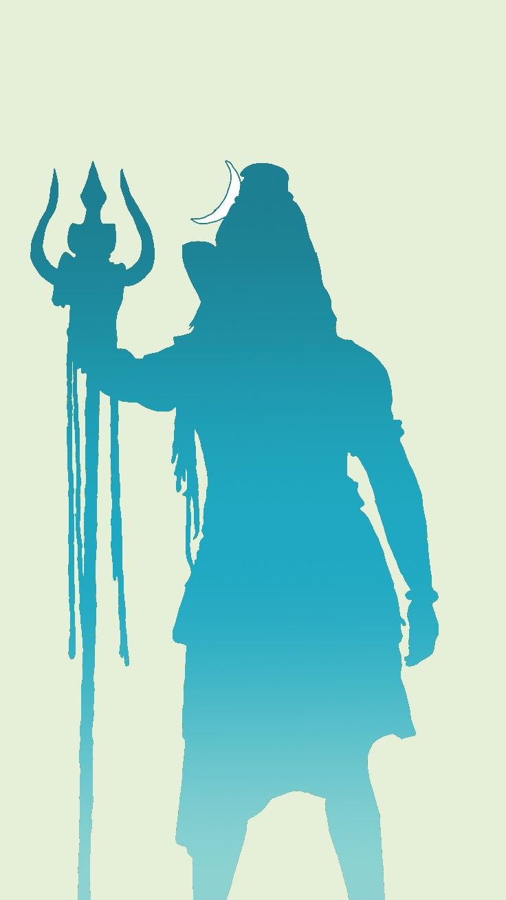 the silhouette of a man with a horned head holding a sceptacle