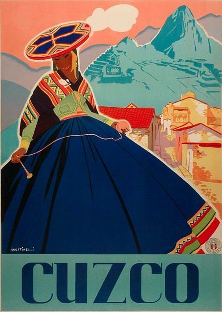 a woman in a blue dress and sombrero sitting on top of a hill