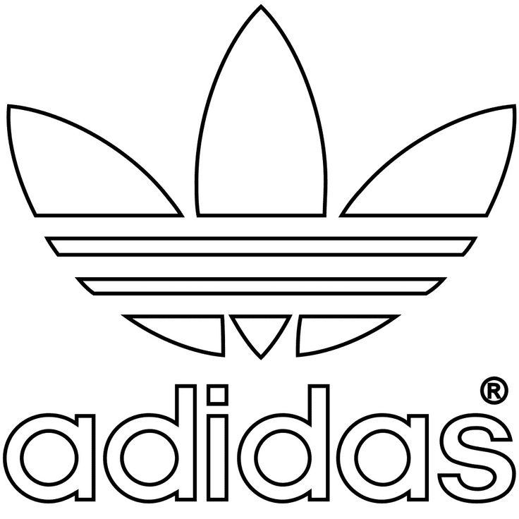 the adidas logo is shown in black and white, as well as an outline