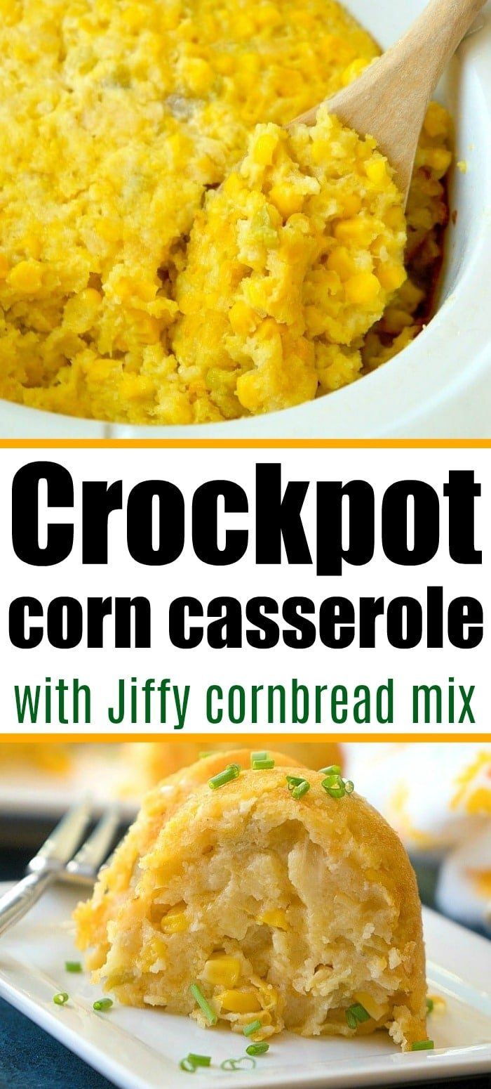 crockpot corn casserole with jiffy cornbread mix is an easy and delicious side dish