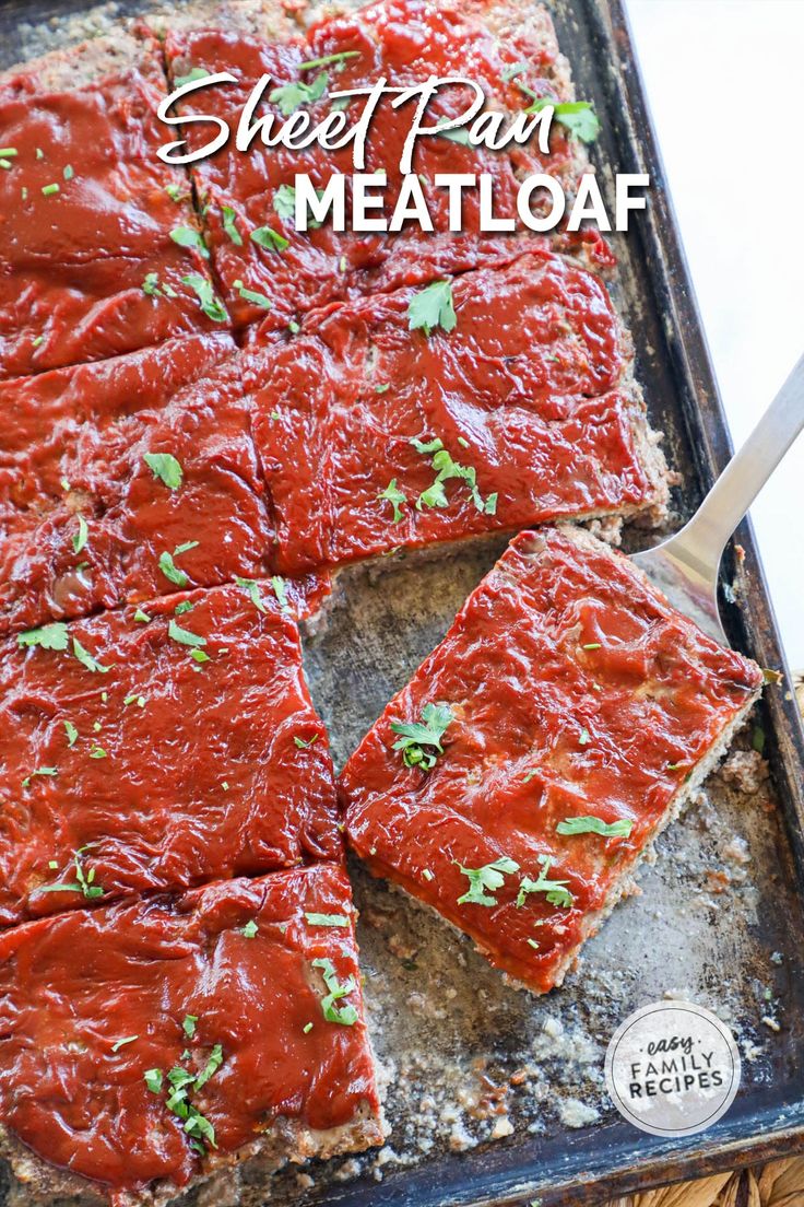 sheet pan meatloaf with fresh herbs on top