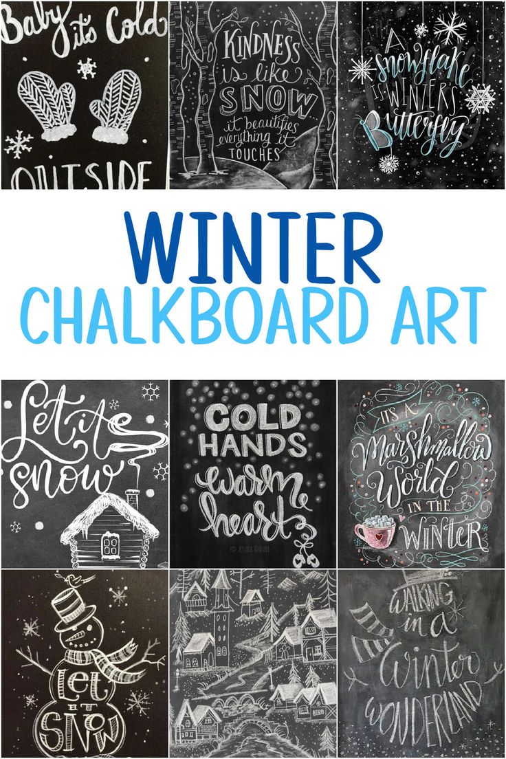 chalkboard art with the title winter chalkboard art