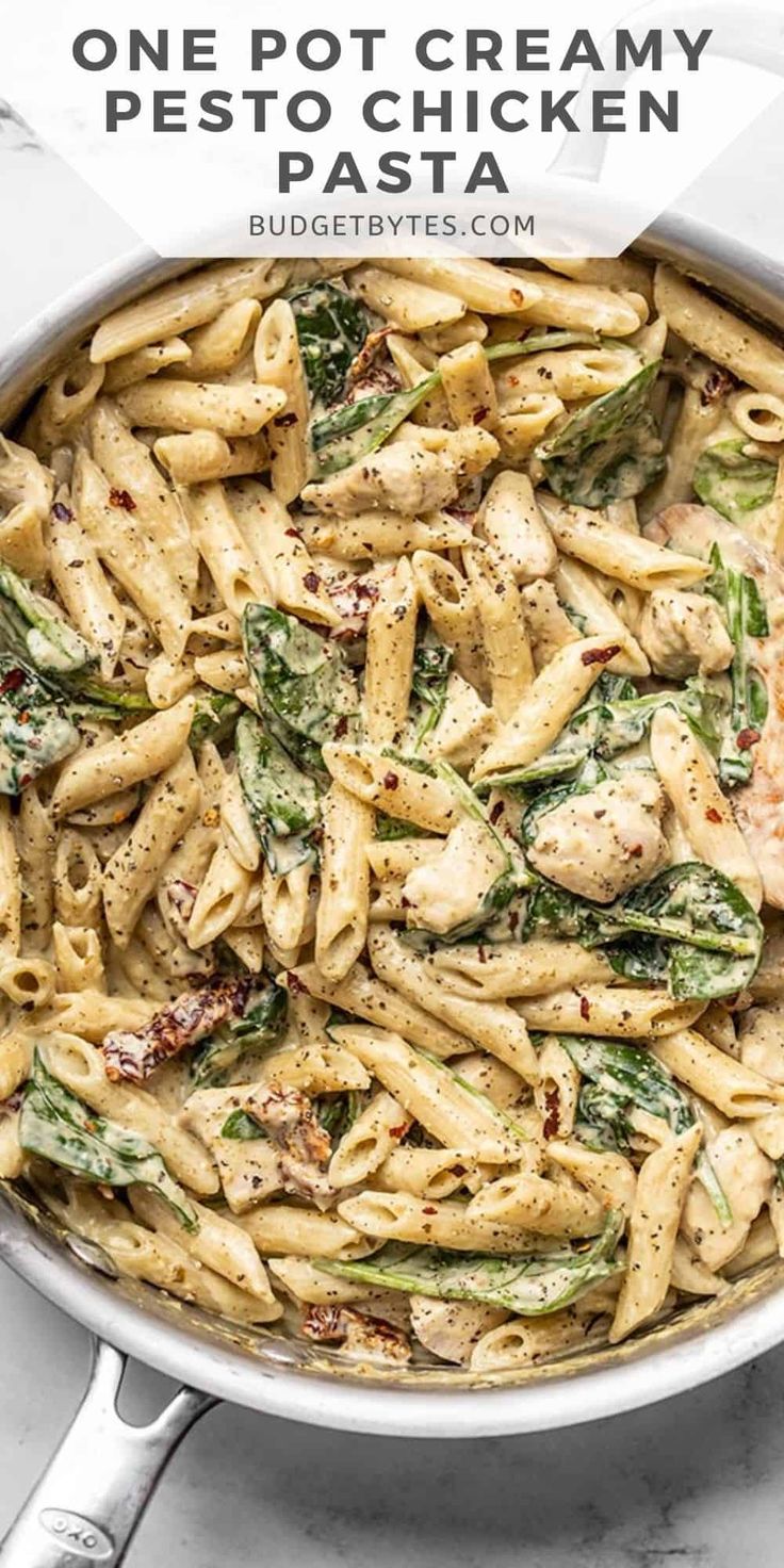 one pot creamy pesto chicken pasta