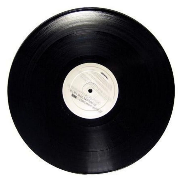 an old black record with white label on it